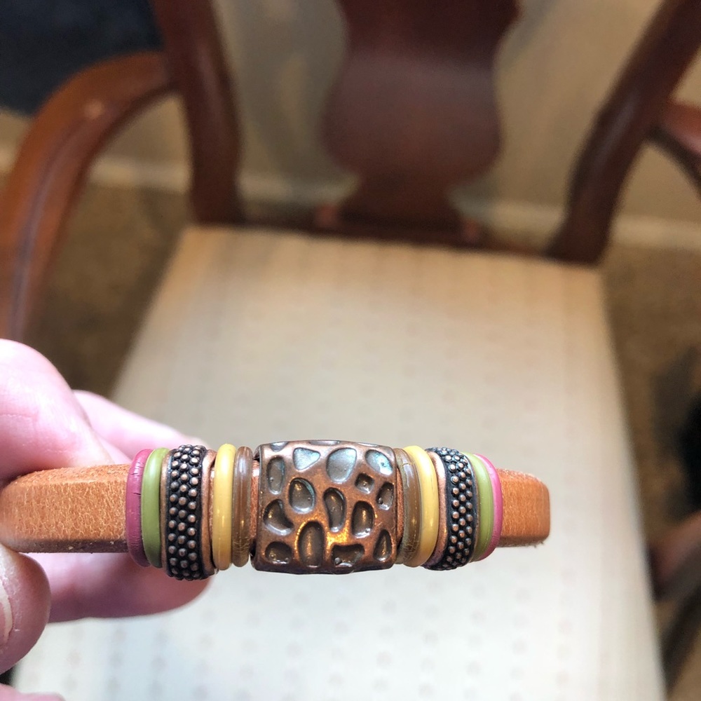 Custom made bracelet. Leather with copper 7 inch